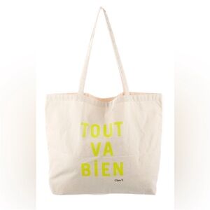 Clare V “Everything is Fine” Cream and Yellow Canvas Tote Bag Tout Va Bien